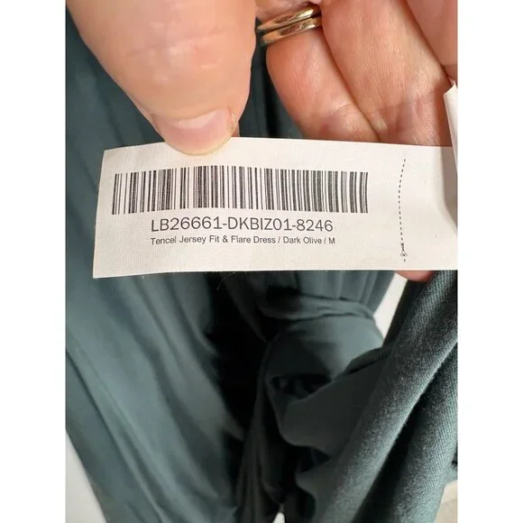 Quince Tencel Jersey Fit & Flare Dress Dark Olive-sz Medium - Picture 13 of 13